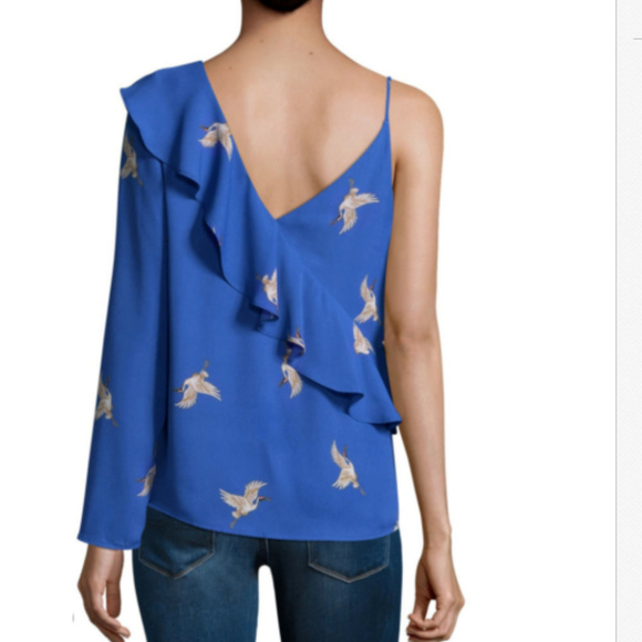 NEW Belle +Sky Blue Asymmetrical Raffle Top - Picture 4 of 4